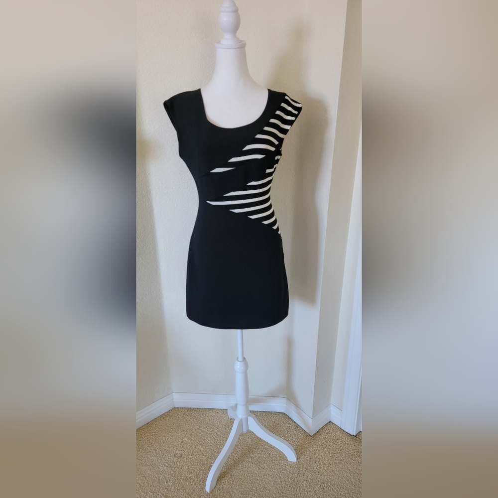 Joseph Ribkoff Black and White Midi Dress